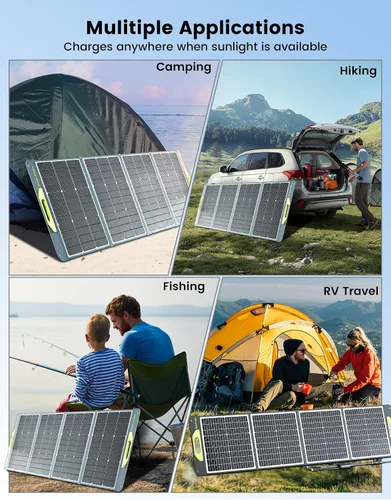 Miniatura 6 de Greenmagic Panel Solar Portátil de 120W 19V, Kit de Paneles Solares Plegables de 120W con Soportes Ajustables, Impermeable IP65 para Camping