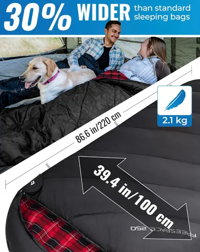 Miniatura 2 de KingCamp Sleeping-Bags Sleeping Bag for Adults, Cold Weather & Warm Extra Wide Big & Tall XL Portable Waterproof Flannel Sleeping Bags