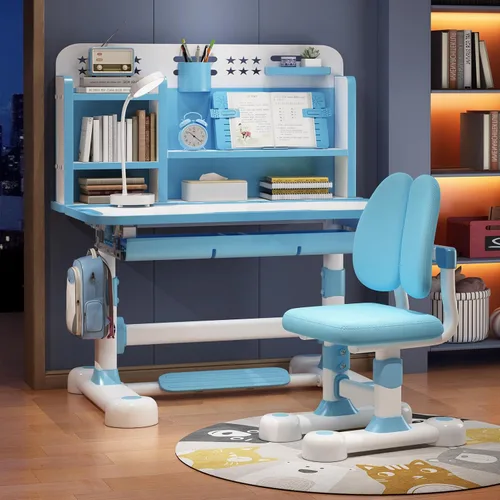 Miniatura 11 de Juego de mesa y silla de estudio para niños, escritorio escolar grande para niños, mesa infantil de material ecológico, escritorio para niños