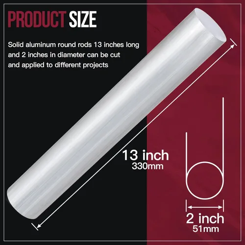 Miniatura 6 de Barra redonda de aluminio de 2 pulgadas de diámetro largo 13 "barra redonda de aluminio 6061 T6511 sólido nuevo molino Stock (1)