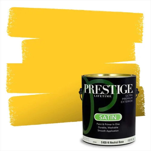 Miniatura 194 de PRESTIGE Pinturas Pintura Exterior e Imprimación En Uno, 1 Galón, Satinado, Pareja Comparable de Benjamin Moore* Amarillo* 320BM-PCM