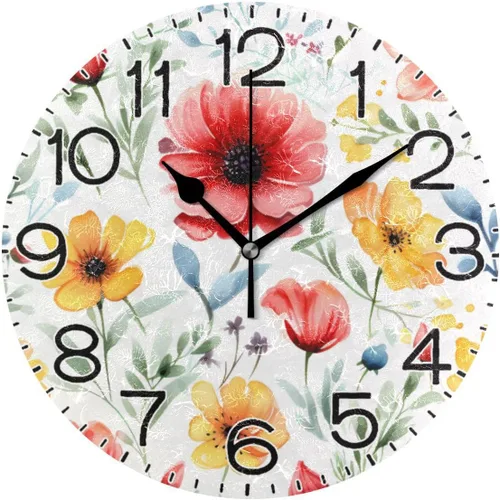 Miniatura 14 de ALAZA Reloj de pared con diseño de pájaros en rama, funciona con pilas, silencioso, de cuarzo, analógico, rústico, estilo rural, redondo, decoración