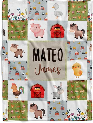 Miniatura 24 de Manta de bebé de granja personalizada, manta de bebé de animales de granja, manta de bebé floral, mantas florales para bebé, manta de bebé con Manta