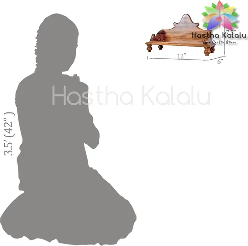 Miniatura 6 de Hastha Kalalu Moksha Teakwood Pooja Mandir para el hogar I Templo de madera maciza hecho a mano de primera calidad I Mantap Puja colgante de pared