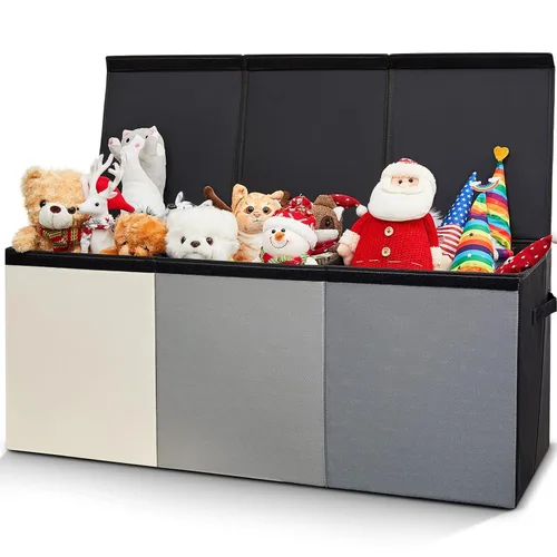 Miniatura 13 de Patelai Caja de juguetes extra grande con tapas, de 4/3 rejillas, pecho grande, plegable, para niños, niñas, sala de estar, guardería, sala de serie