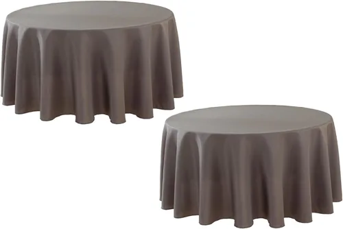 Paquete de 2 Manteles Redondos de 120 Pulgadas de Carbón, Mantel de Poliéster Lavable para Uso en el Hogar, Fiestas, Bodas o Restaurantes.