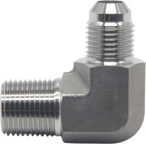 Miniatura 4 de HFS (R) 3/8" macho NPT a 3/8" macho JIC codo 90° Flare tubería de acero inoxidable 304 (3/8" MNPT x 3/8" MJIC)