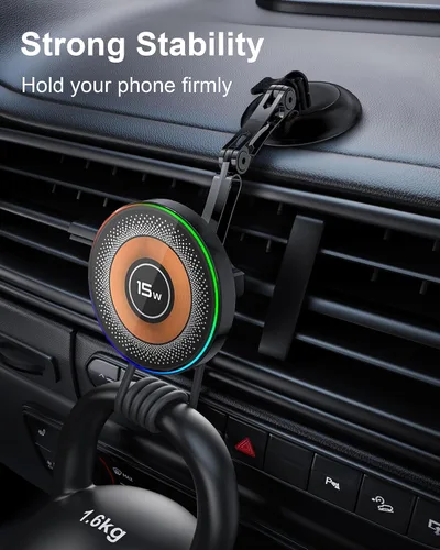 Miniatura 8 de ZBF Magnetic Car Phone Holder, 15W for MagSafe Car Mount Charger(Fast Wireless Charging,Vacuum) 360°Adjustable Car Mount for Women Men iPhone 17-12