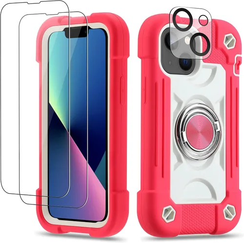Miniatura 159 de Funda para iPhone 11 de 6.1 pulgadas con soporte de anillo, con 2 protectores de pantalla de vidrio, resistente a los golpes, resistente a