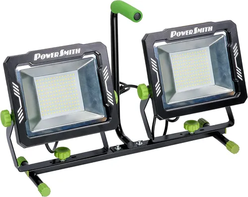 Miniatura 4 de PowerSmith Luz de trabajo LED de doble cabezal de 30,000 lúmenes con trípode de metal ajustable de 80 pulgadas con bloqueo giratorio y cable