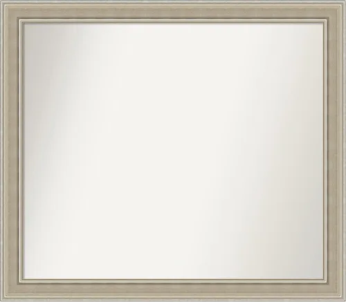 Miniatura 409 de Amanti Art Espejo de baño plateado para sobre fregadero, 23 x 23 pulgadas, espejo cuadrado plateado en ángulo, marco de madera moderno medio, se