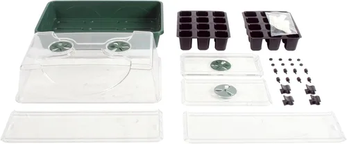 Miniatura 6 de EarlyGrow Propagador de cúpula grande con 2 extensores de altura, bandejas de plántulas y juego de clips de bloqueo, verde (97019)