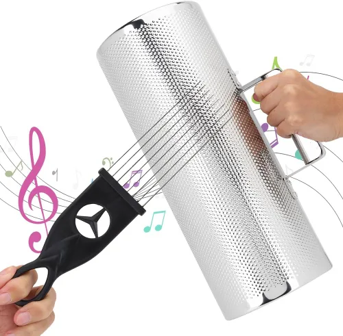 Miniatura 9 de Guiro profesional de acero inoxidable con herramienta de entrenamiento musical raspador para bandas, concierto, rendimiento escénico - plata