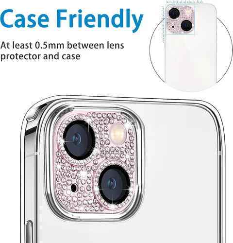 Miniatura 58 de Protector de lente de cámara diseñado para iPhone 12 Pro Max, con diamantes de imitación 3D con diamantes de imitación 9H, vidrio templado, Rosado