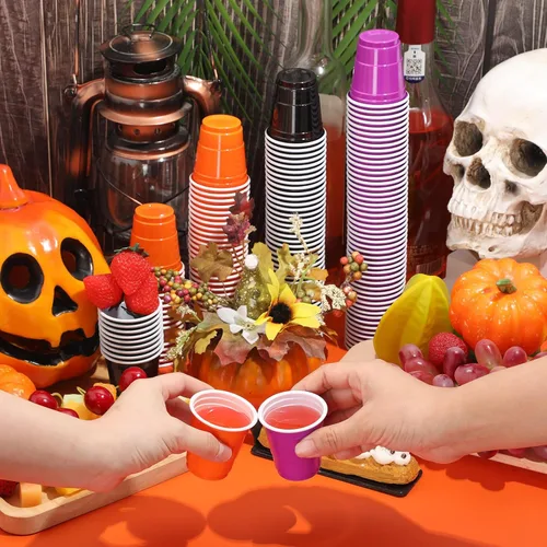 Miniatura 6 de Yinkin 150 vasos de chupito de Halloween, mini vasos desechables de 2 onzas para suministros de fiesta de Halloween, despedida de soltera