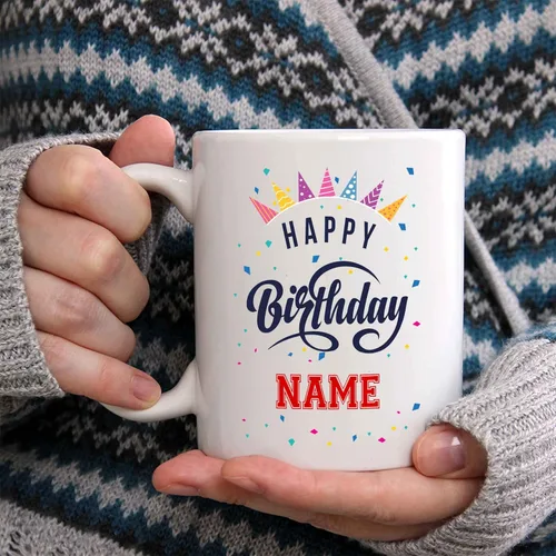 Miniatura 2 de Taza de café con nombre personalizado, feliz cumpleaños (11 onzas)