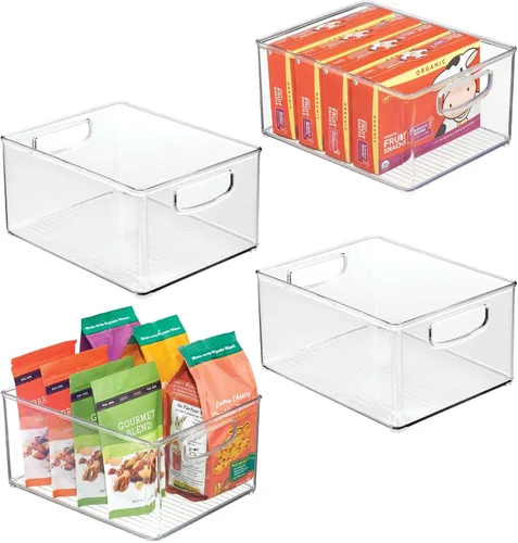 Miniatura 8 de iDesign Bathroom Organizer Bin, Decorative Print - Stackable Plastic Storage Basket for Makeup & Vanity Organization - Clear/Red