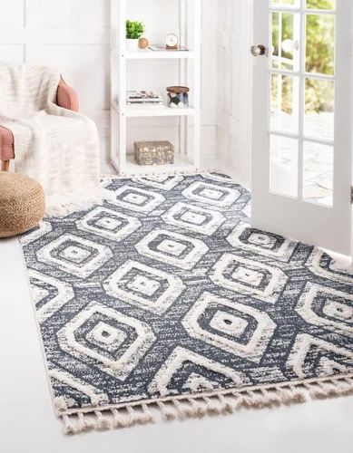 Miniatura 8 de Unique Loom Cherokee Collection Gatlinburg - Alfombra rectangular de 2 x 3 pies 1 pulgada, color blanco y negro