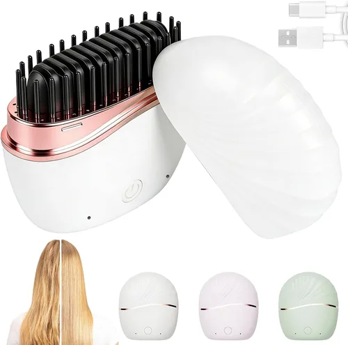 Miniatura 8 de Mini alisador de pelo, inalámbrico y recargable, portátil, con control de temperatura de 3 velocidades, peine caliente de calentamiento rápido