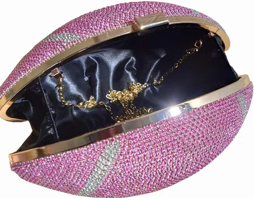 Miniatura 20 de UMREN Bolso cruzado con forma de baloncesto para mujer, con diamantes de imitación, bola redonda de cristal, bolso de mano para fiesta de boda