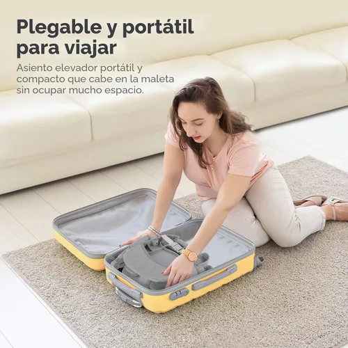 Miniatura 3 de YOLEO Silla alta para bebé, asiento elevador para mesa de comedor, sillas altas plegables con alturas ajustables, asiento elevador de viaje con Gris