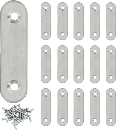 Miniatura 16 de Paquete de 16 soportes rectos de placa plana de acero inoxidable de 1.5 pulgadas, soporte de metal plano de 1.5 pulgadas, soportes de metal de 1.5