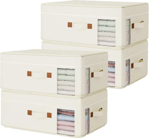 GRANNY SAYS Paquete de 4 bolsas de almacenamiento de ropa, contenedores de almacenamiento plegables, organizadores de armario de 35L para almohadas,