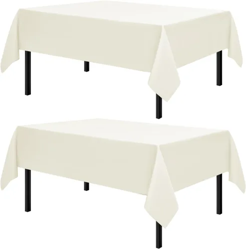 Miniatura 51 de Romanstile Mantel rectangular de poliéster, paquete de 2 manteles rectangulares de 60 x 84 pulgadas, resistentes a las manchas y a las arrugas, Negro