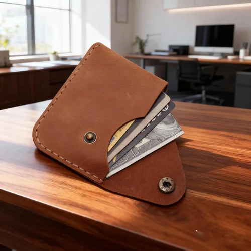 Miniatura 53 de Cartera organizadora de tarjetas de bolsillo frontal cosida a mano minimalista de cuero genuino para tarjetas, billetera con tarjetero pequeño, Negro