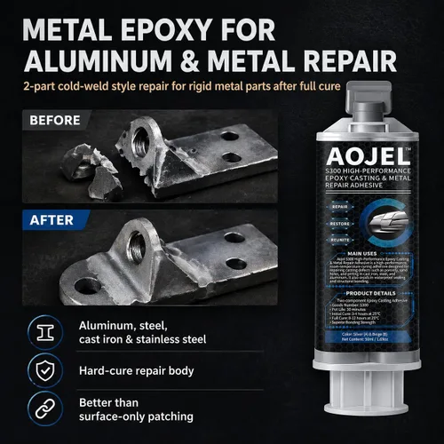 Miniatura 2 de S300 Epoxi metálico para reparación de aluminio y metal, epoxi de soldadura en frío de 2 partes, adhesivo estructural de carga, impermeable