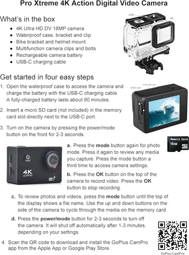 Miniatura 4 de Cámara de acción Pro Xtreme 4K – Cámara de video impermeable Ultra HD con Wi-Fi, lente gran angular de 170°, estabilización de imagen, múltiples