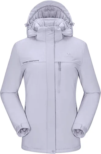 Miniatura 50 de CAMEL CROWN - Chamarra de esquí para mujer, impermeable, con capucha desmontable, rompevientos, forro polar, parka para lluvia