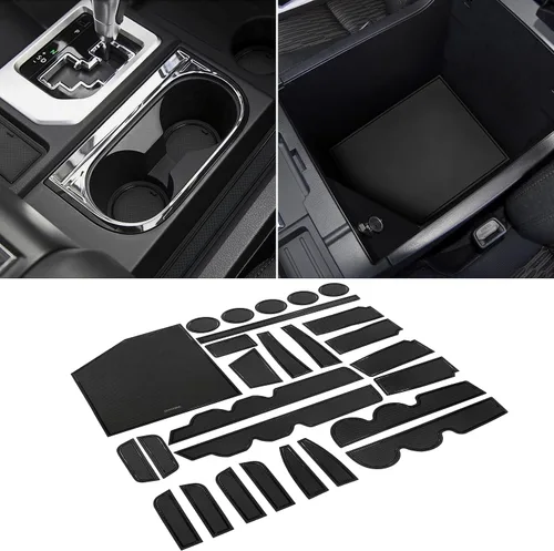 Miniatura 15 de Forro personalizado para accesorios Toyota Tundra 2022 2023 2024 2025 2026, insertos para portavasos, alfombrillas para consola central