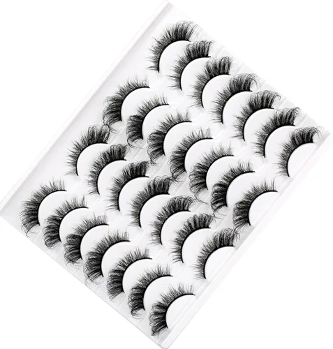Miniatura 203 de Pooplunch - Pestañas postizas finas de visón sintético, estilo ojo de gato, naturales, cruzadas, tipo racimo, efecto 8D de volumen, tiras