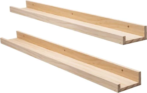 Miniatura 18 de Estantes flotantes negros para pared de 24 pulgadas con reborde, repisa moderna para cuadros, estantes de pared para fotos, decoración