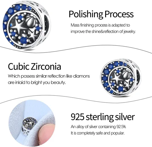 Miniatura 107 de Pandach Dijes colgantes de plata de ley 925 para pulseras y collares, dijes colgantes de Madonna con cuentas de girasol, joyería para mujer