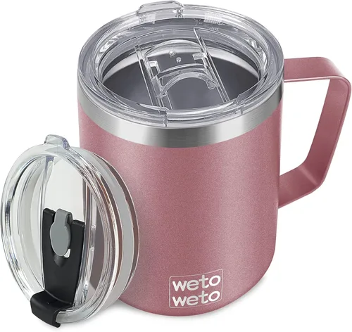 Miniatura 23 de WETOWETO Taza de café de 14 onzas, taza de campamento aislada al vacío con tapa, vaso de viaje de acero inoxidable de doble pared, taza de café