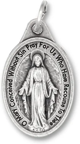 Miniatura 3 de Paquete a granel de 100 colgantes de medalla milagrosa para collar medallas ovaladas milagrosas oxidadas de plata de 1 pulgada medallas para joyería