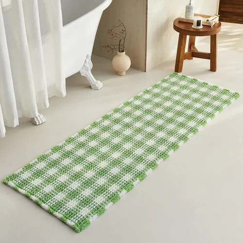 Miniatura 13 de TYUU Tapete de baño estilo gofre, tapete de baño bohemio, antideslizante, lavable, súper absorbente, de secado rápido, bonito tapete de baño