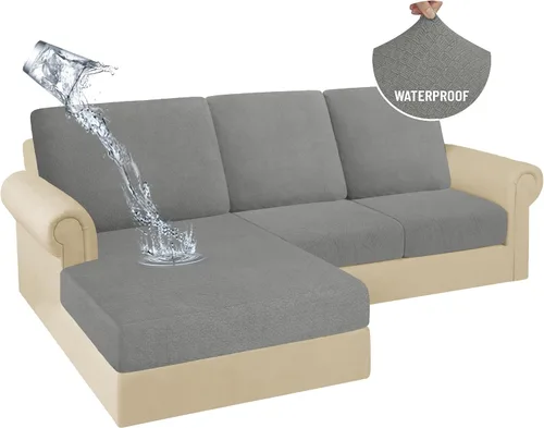 Miniatura 51 de HDCAXKJ Fundas de Cojines para Sofá Seccional 100% Impermeables, 3 Piezas, Forma de L, Funda Seccional Elástica para Chaise, Juego de Fundas