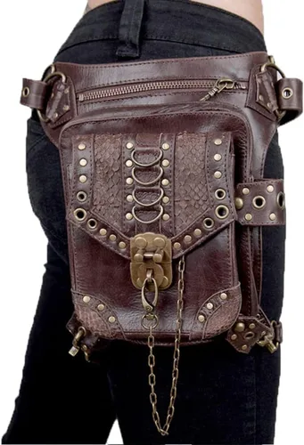 Miniatura 2 de UIYTR Steampunk - Bolsa de motocicleta retro para mujer estilo retro estilo gótico para mujer color marrón