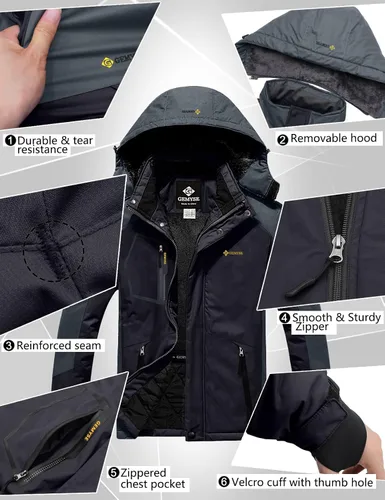 Miniatura 6 de GEMYSE - Chaqueta de esquí impermeable, resistente al viento, lluvia y nieve, para hombre