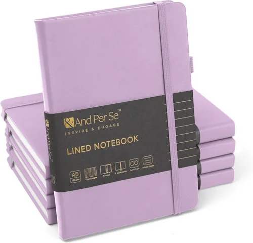 Miniatura 121 de &And Per Se - Cuaderno en blanco, 160 páginas, 5.7 x 8 pulgadas, cuaderno de rayas estrechas con papel grueso para escribir, cuaderno de tapa dura
