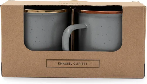 Miniatura 6 de Barebones Juego de 2 tazas de café esmaltadas de 16 onzas, taza de campamento con borde de acero inoxidable