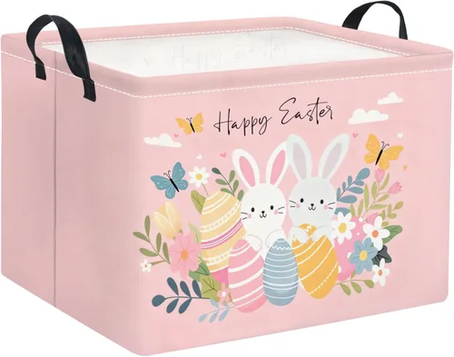 Miniatura 32 de Cesta rectangular de almacenamiento para niños, cesta de almacenamiento para bebés con asas para la cocina del hogar, lindo organizador de juguetes