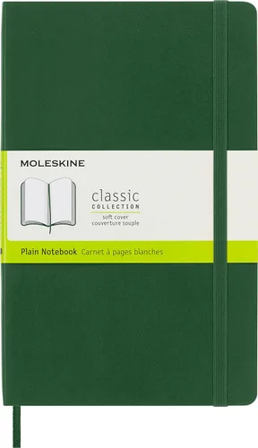 Moleskine - Cuaderno clásico, tapa suave, grande (5 x 8.25 pulgadas), liso/en blanco, verde mirto, 192 páginas