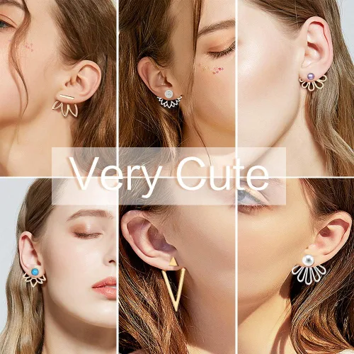 Miniatura 2 de Juego de 11 pares de aretes de flor de loto para mujeres y niñas, juego para orejas ansitivas, joyería simple y elegante, Diamante de imitación