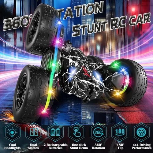 Miniatura 2 de Terucle Coches RC Juguetes para Niños Coche de Control Remoto 2.4 GHz Negro Juguetes para Niños de 5-7 Años Juguetes Nuevos Actualizados con Luces