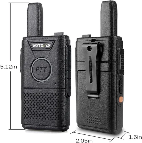 Miniatura 4 de Retevis Walkie Talkies recargables RT18, radios portátiles FRS bidireccionales, PTT dual, VOX, clip de metal, pequeño mini walkie-talkie