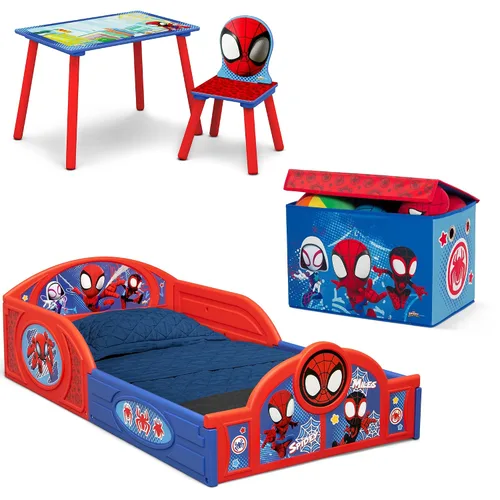 Miniatura 14 de Delta Children - Juego Bluey de 4 piezas para habitación en una caja para niños pequeños – Incluye cama para dormir y jugar, mesa, 1 silla y caja